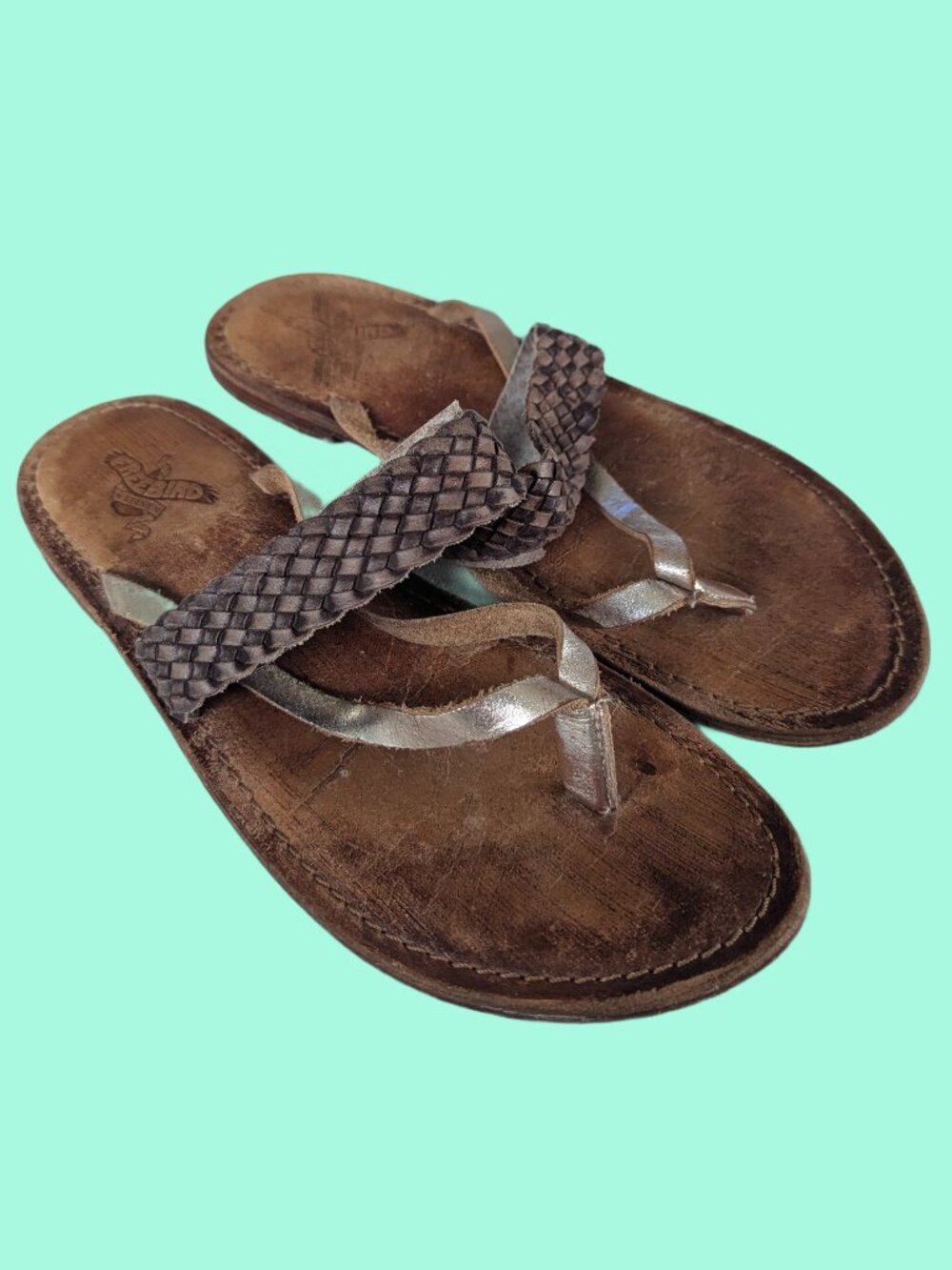 Freebird by Steven Brown and Silver Leather Braided Sandals - size 39